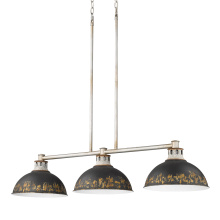 Golden 0865-3LP AGV-ABI - Golden Lighting Kinsley 3-light Island Light in Antique Black Iron shade
